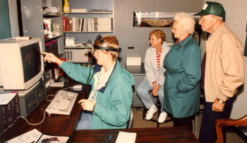 Paul-Braren-with-head-mounted-IR-eye-position-tracker-October-1991-Uris-Hall-Cornell-University