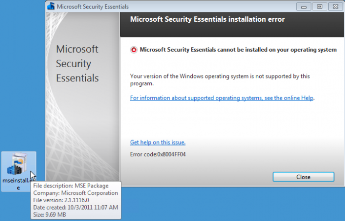 MSEinstallationerror