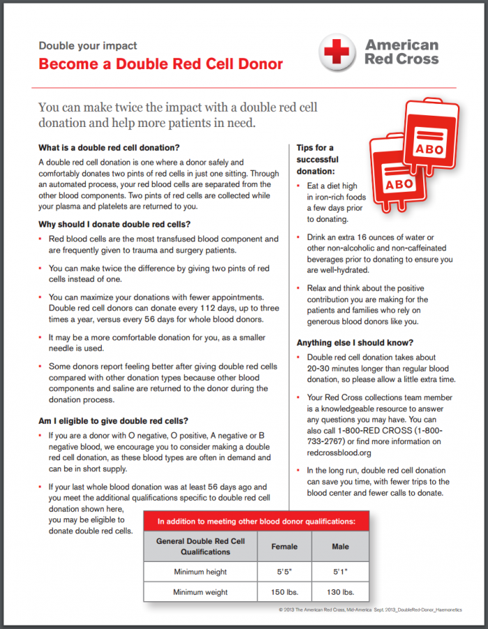 Become a Double Red Cell Donor - 2016