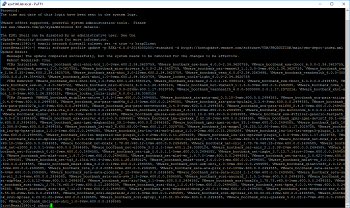 esxcli-update-successful-reboot