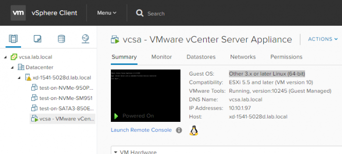 vSphere-client-VCSA-summary-view