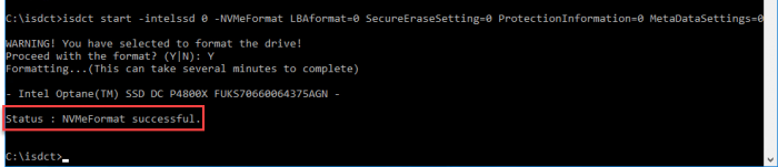 isdct-start-intelssd-0-successful