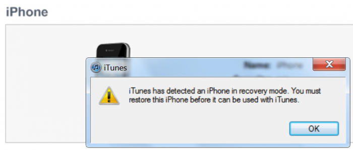 iTuneshasdetectediPhoneinrecoverymode