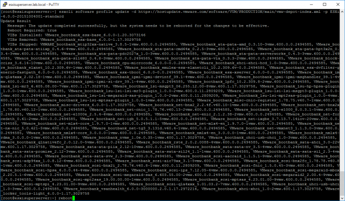 esxcli-update-success-reboot