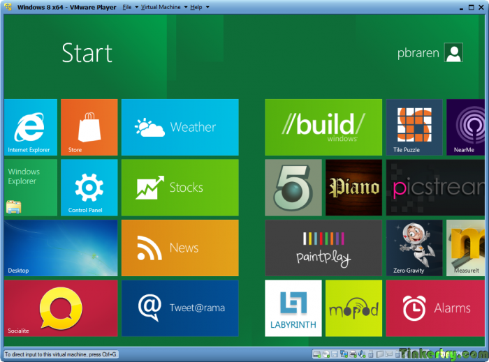 Windows8RunningInVMwarePlayer4Tiles
