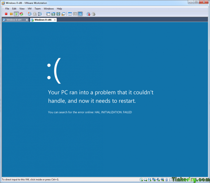 Windows8x86FailonVMwareWorkstation