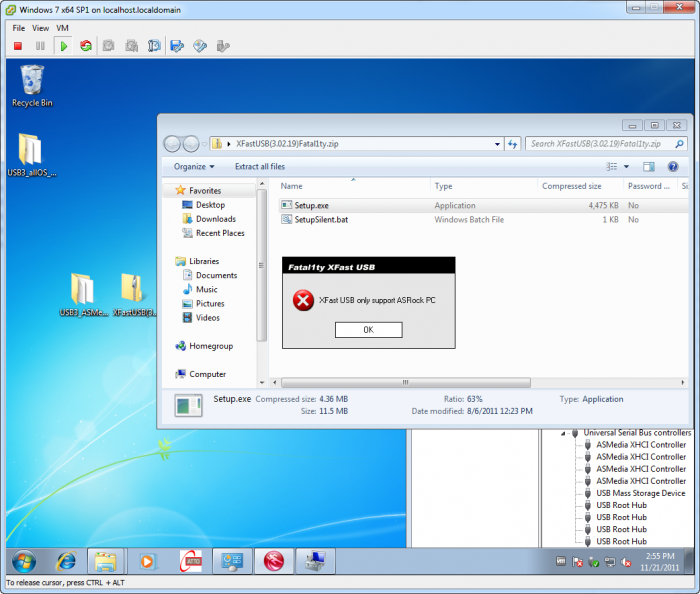 xfastusbdoesntworkinavm